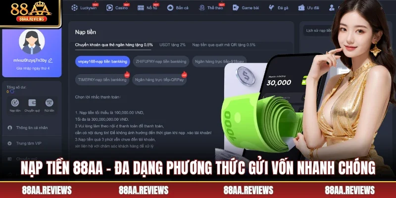 Nạp Tiền 88AA - Đa Dạng Phương Thức Gửi Vốn Nhanh Chóng